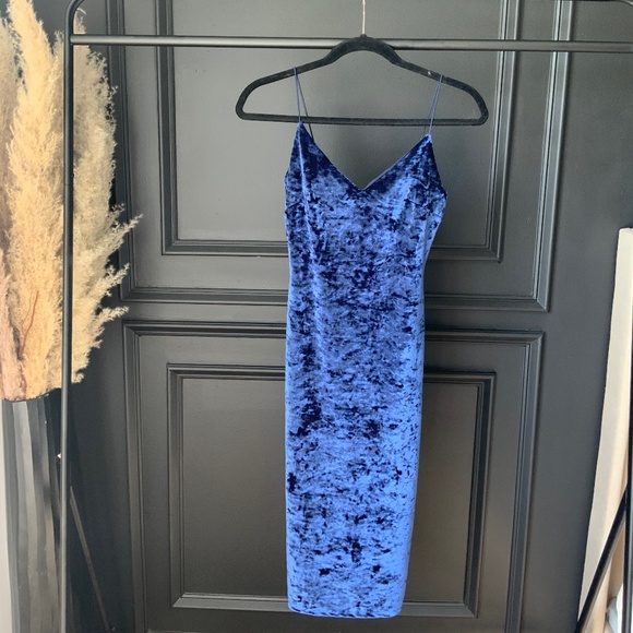 Navy Blue Suede Dress - Picture 1 of 3